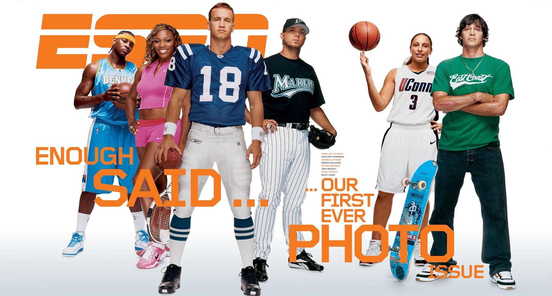 ESPN 2004 ESPY nominees group photo with sports icons from various disciplines.