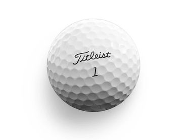 A white Titleist golf ball with number 1.