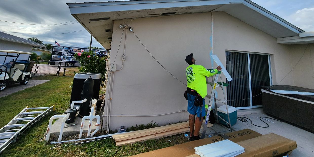 #ahcm installing aluminum soffit on a home in cape coral Florida