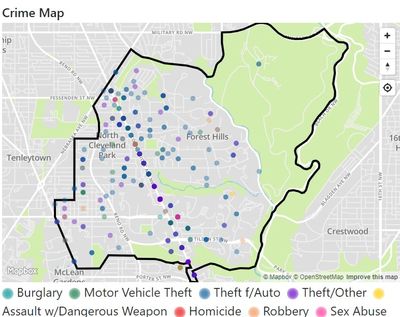Crimes in the area of old ANC 3F in the last couple years.