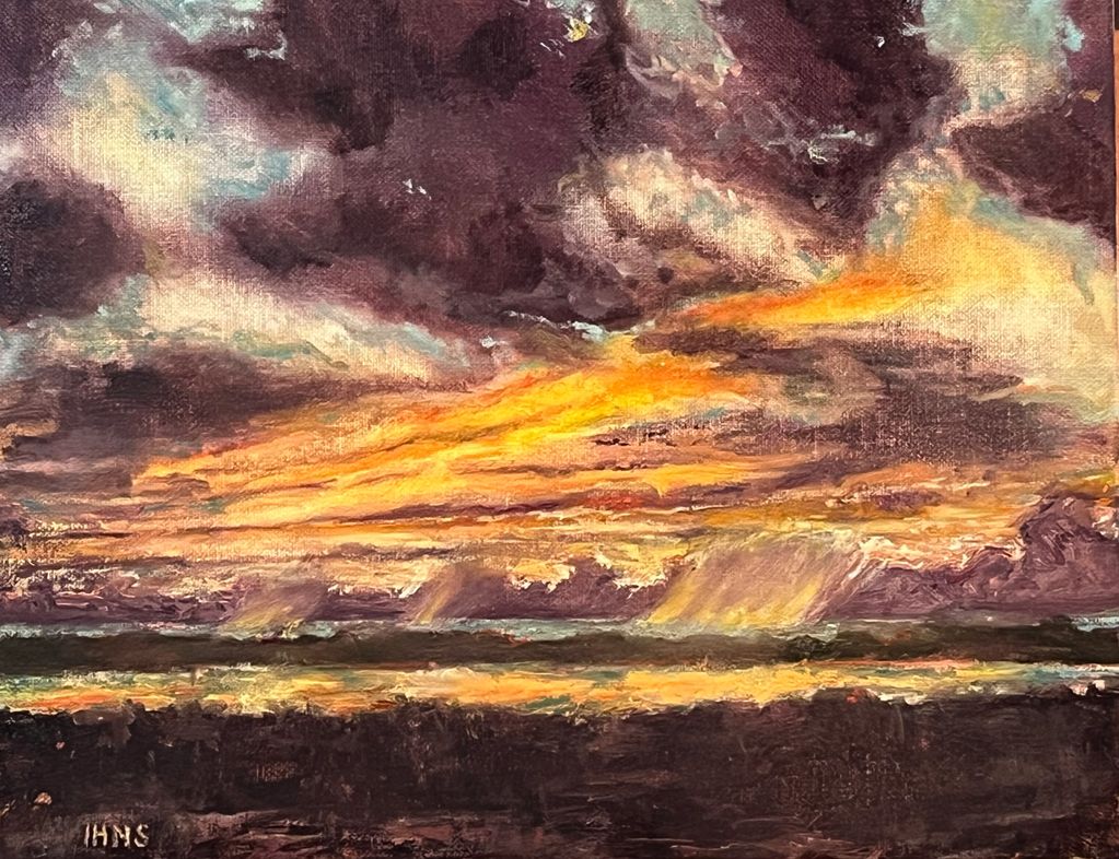 Early morning rain over the ocean with the inter costal waterway and flatwoods landscape Florida 