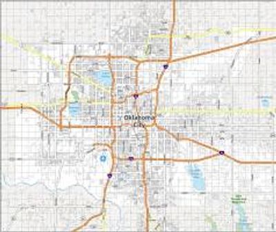 Map of Oklahoma City showing major roads and highways.