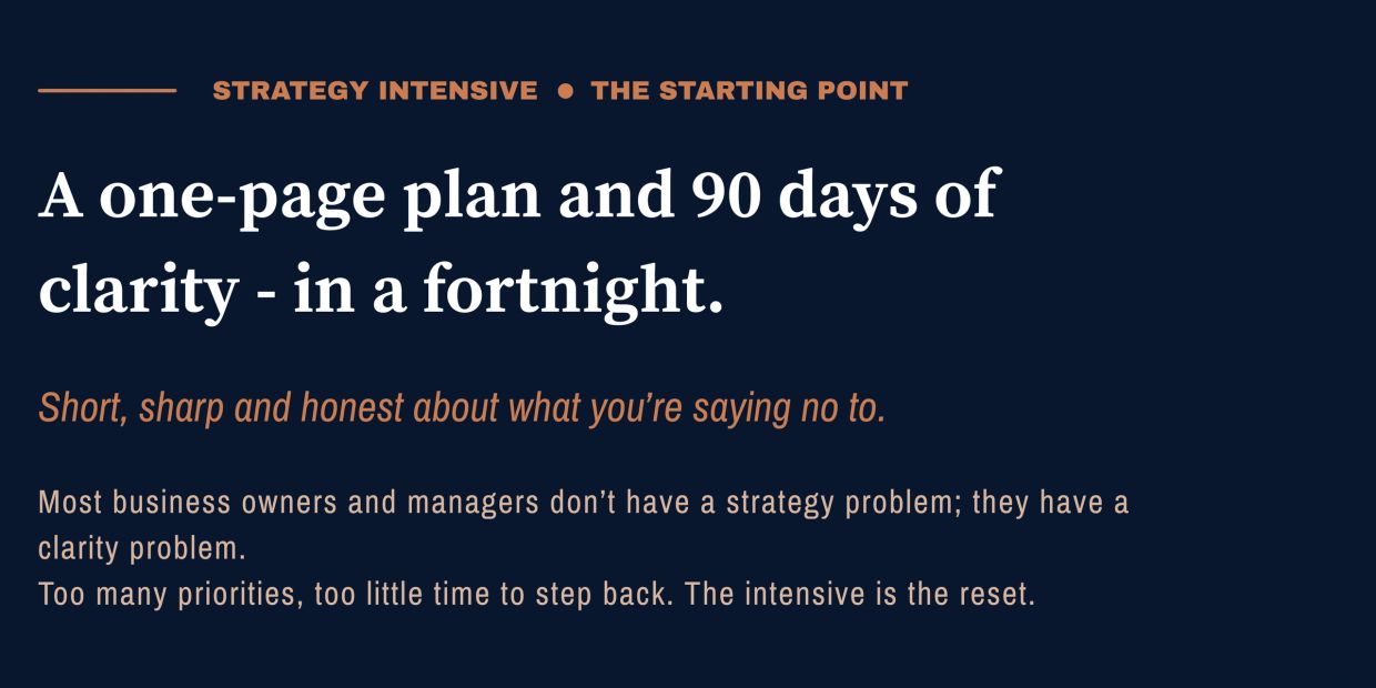 One-page business plan for 90 days of clarity and focus.
