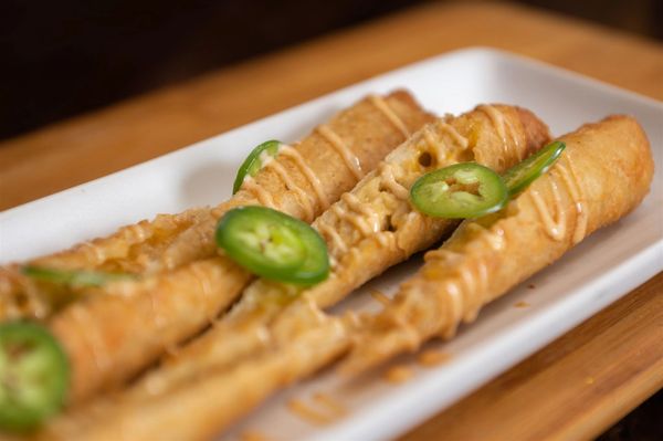 late night food - green hatch chile chicken rolls