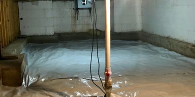 vapor retarder installation for a soil gas reduction system,certified radon mitigation, NRPP, aarst,