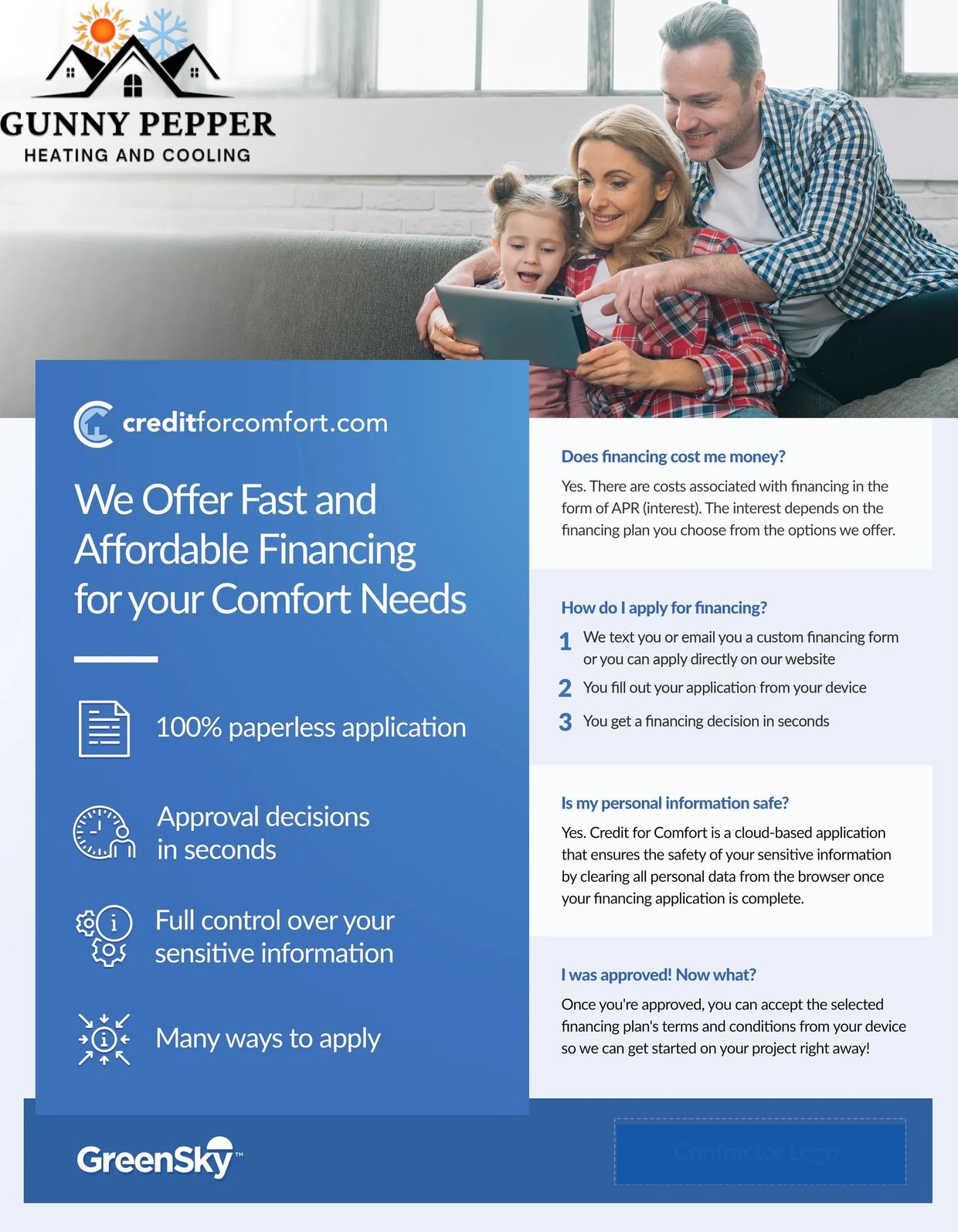 Gunny Pepper Heating & Cooling LLC Online Financing, Financing