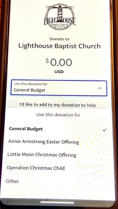 image of the donation page