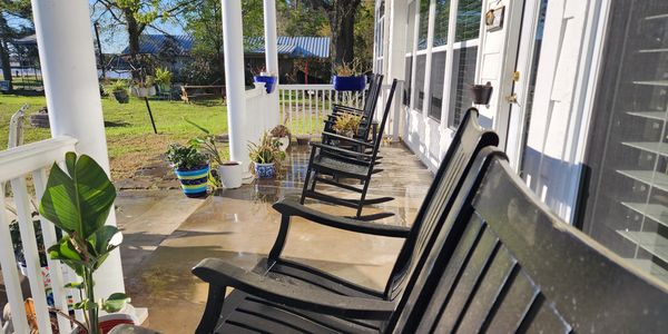 Back porch faces the lake