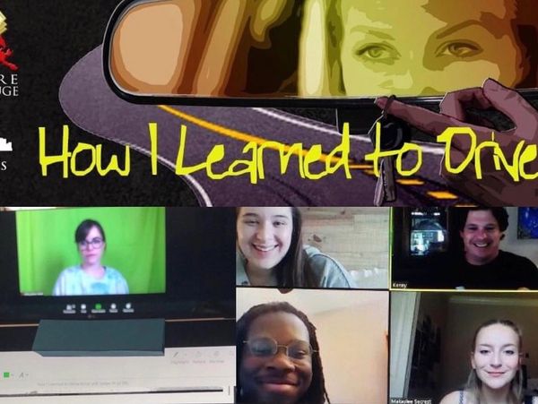 Virtual meeting with five smiling participants on a video call.