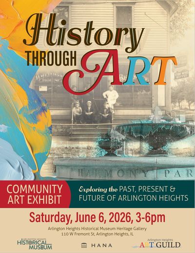 Poster for History Through Art community exhibit on June 6, 2026.