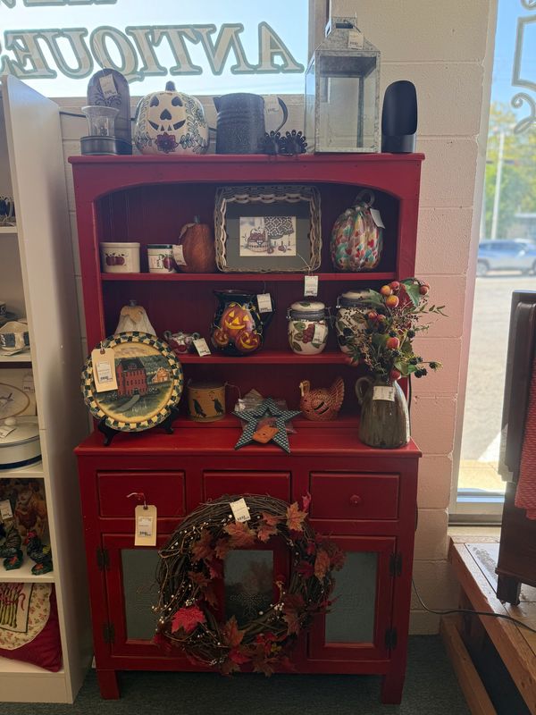 Hutch with home decor