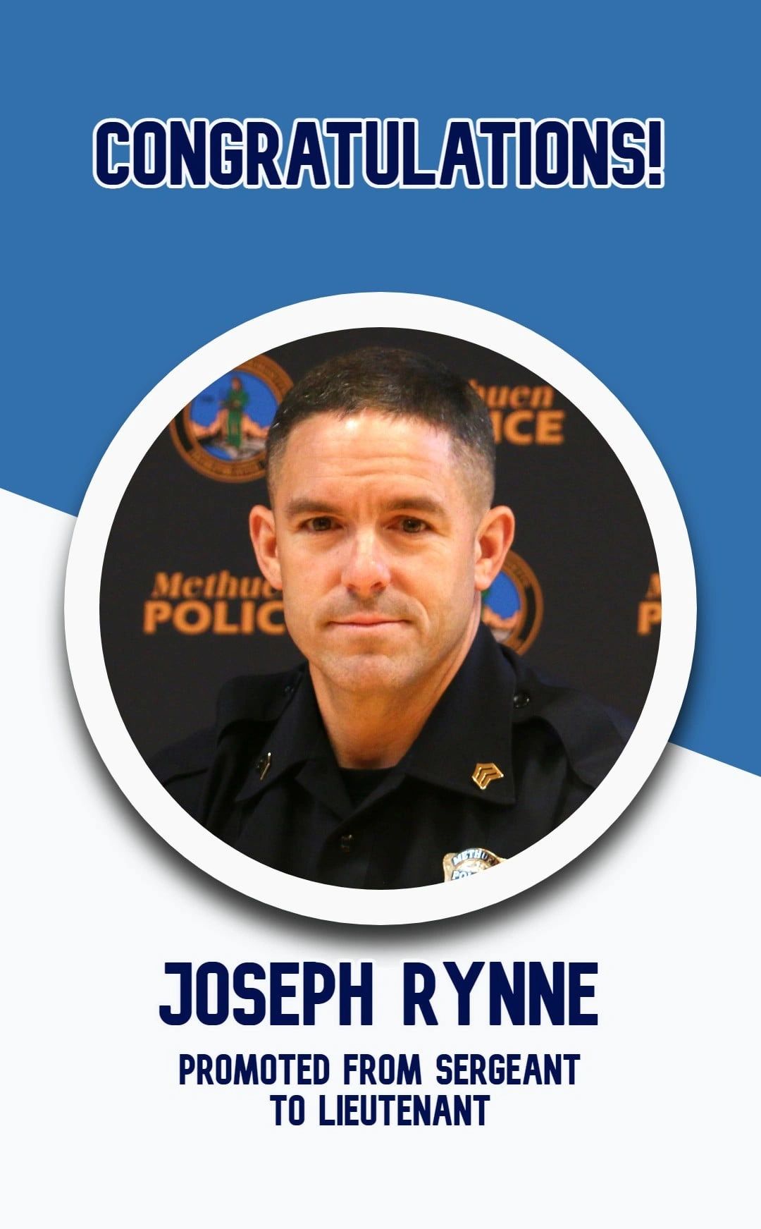 Methuen Police Department Promotion Lt Joseph L. Rynne Jr.