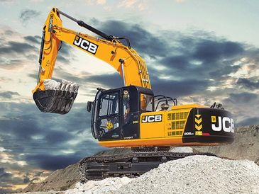 Yellow JCB excavator is available for rent