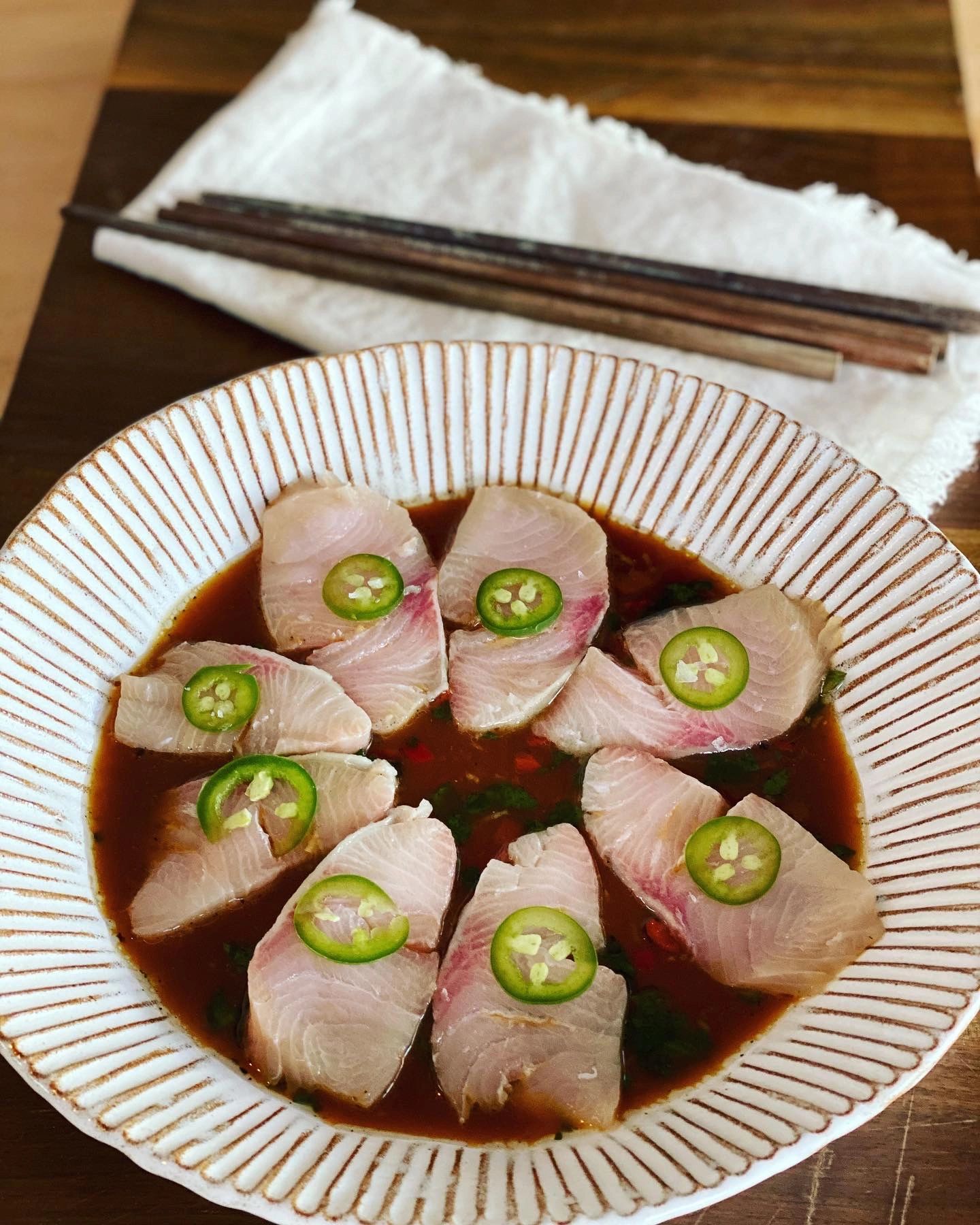 Yellowtail Sashimi With Jalapenos And Wasabi