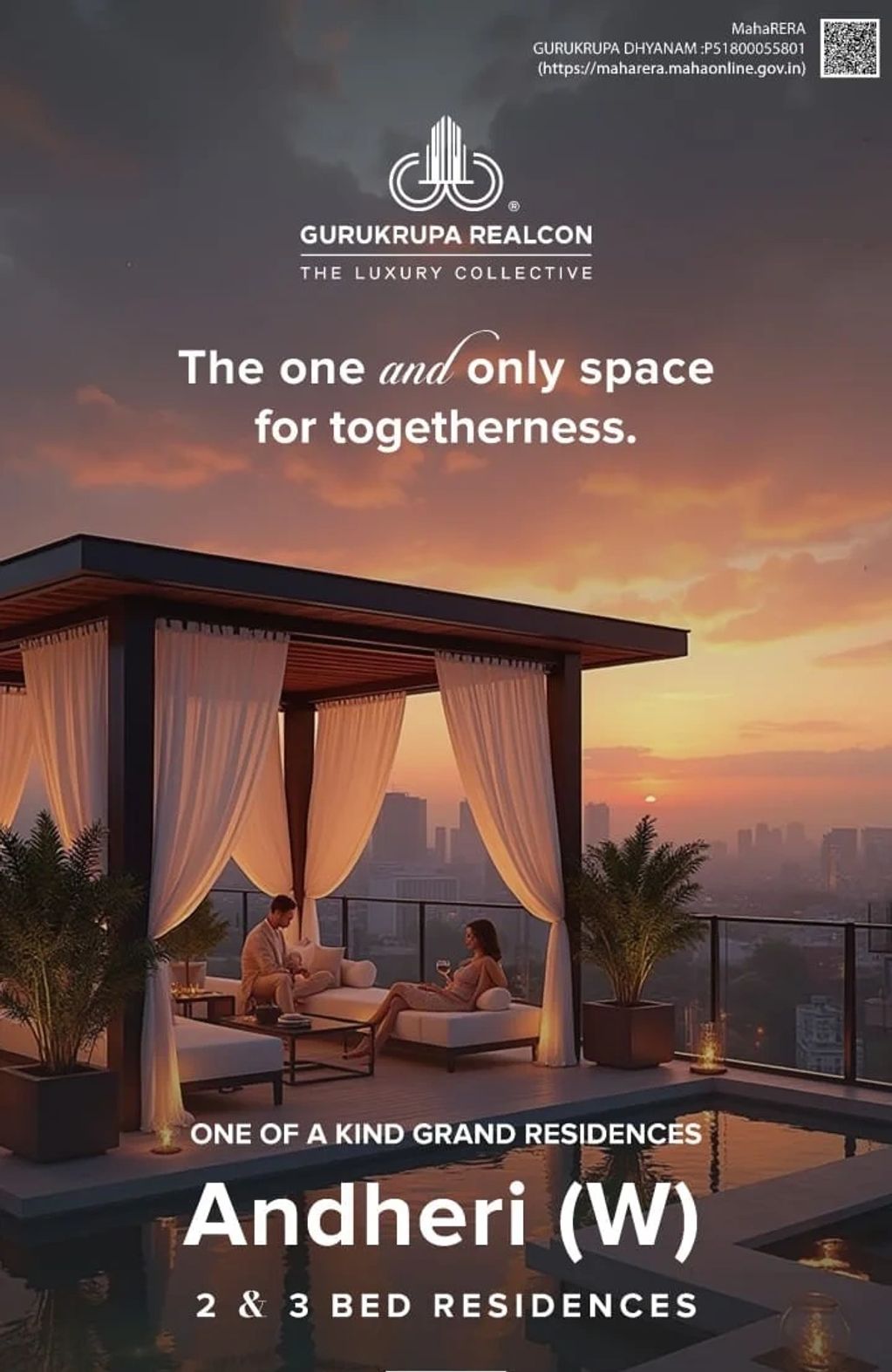 Luxury residences in Andheri (W) offering unique spaces for togetherness at sunset.