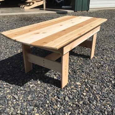 Patio coffee table handcrafted from western red cedar.