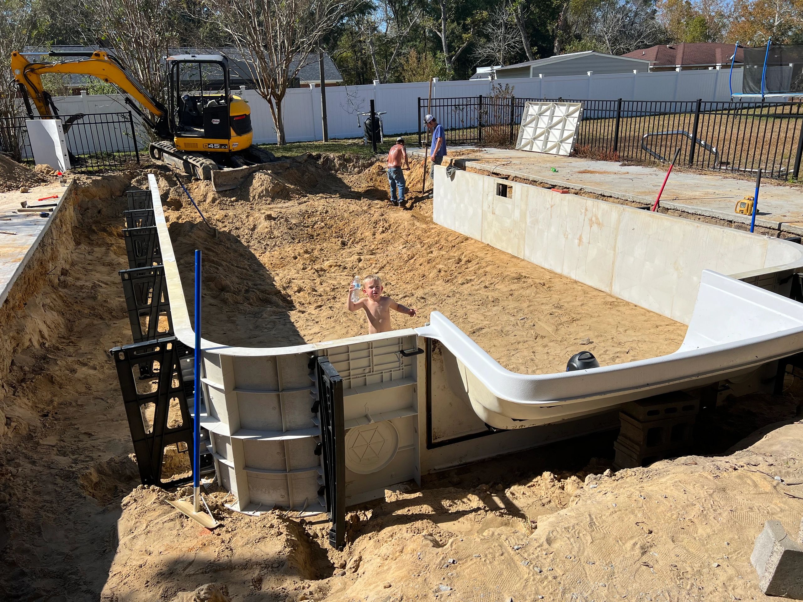 Polymer Wall System being Installed, 16x32 with 8’ Center End Step