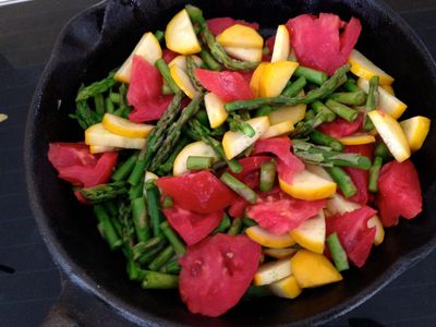 Sunny-side-up Eggs on a Bed of Veggies