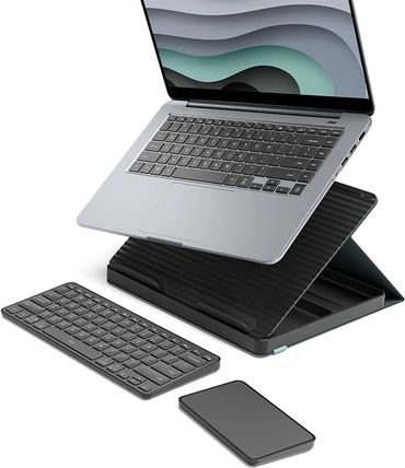 Logitech Casa Pop Up Desk Work From Home Kit with Laptop Stand, Wireless Keyboard & Touchpad