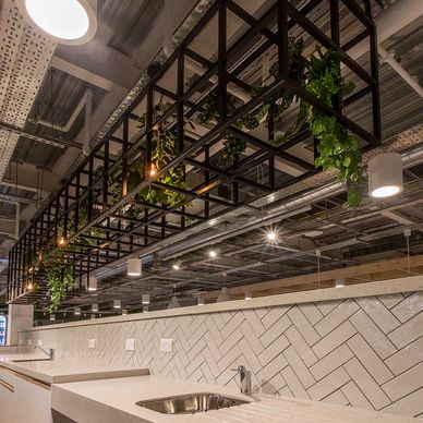 GEORGE AT ASDA head office canteen.
Meganite and Hi Macs worksurfaces.