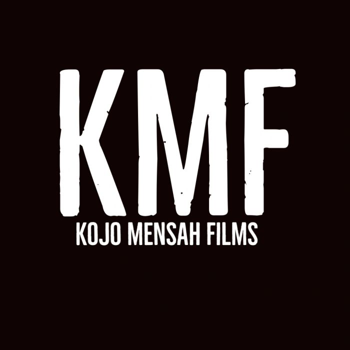 Logo for Kojo Mensah Films featuring bold white letters KMF on black background.