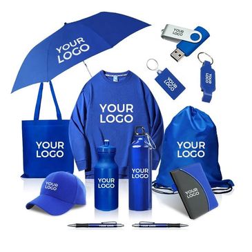 An enticing array of promotional products, ranging from sleek pens s to trendy apparel