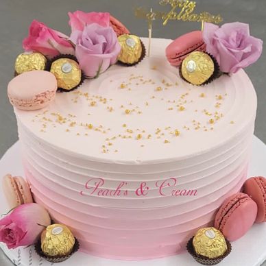 Birthday cake, bakery, peaches and cream , custom cake
