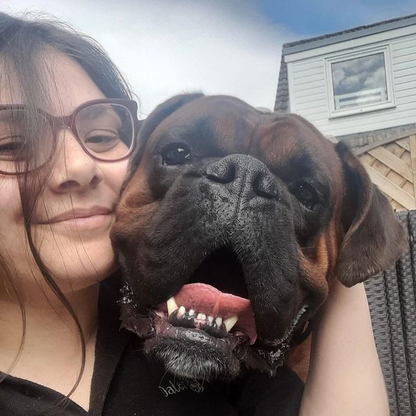 Professional dog walker in Skipton with Dog