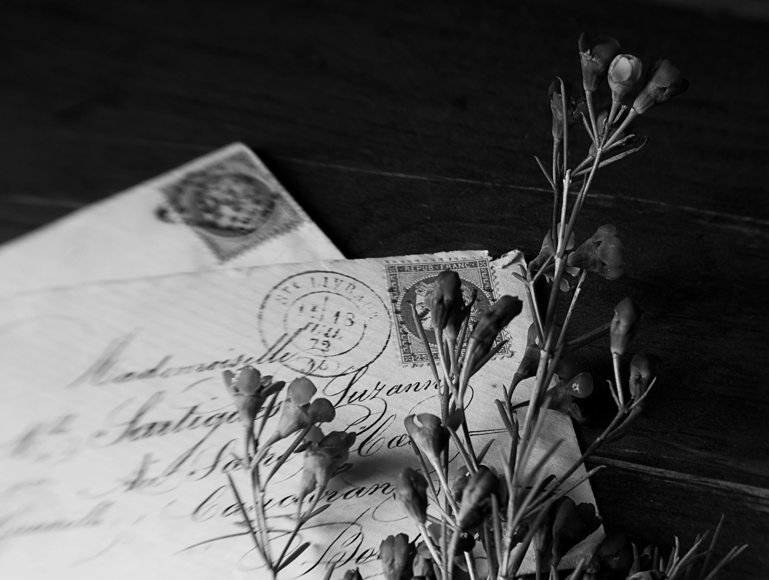 Handwritten letters with small flowers
