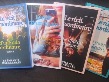 Four books from the series 'Le récit extraordinaire' by Stéphanie Desharnais.