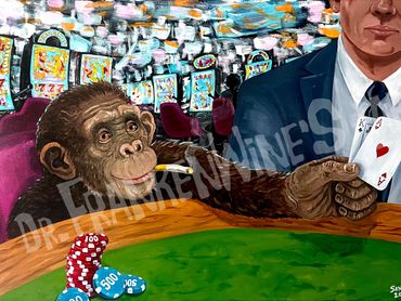 Monkey with Cigarette, original painting