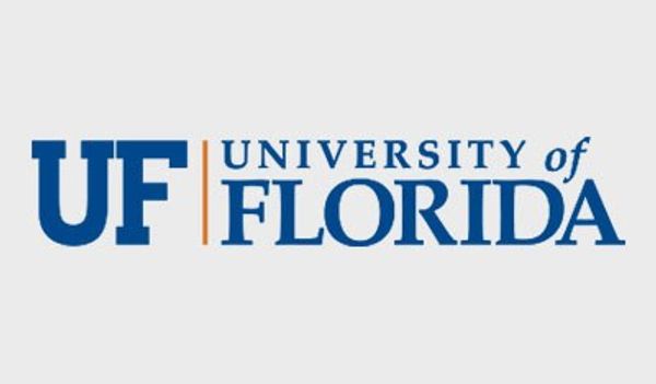 University of Florida logo with blue and orange colors.