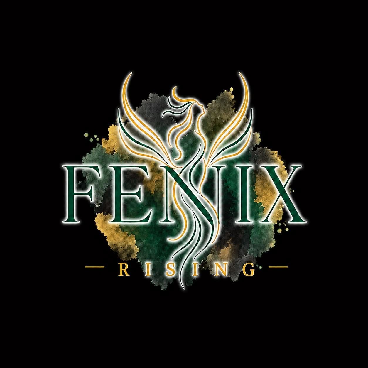 Fenix Rising logo with phoenix silhouette and colorful background.