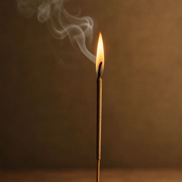 Virtual incense lit for yourself, symbolizing calm, grounding and personal reflection and stillness
