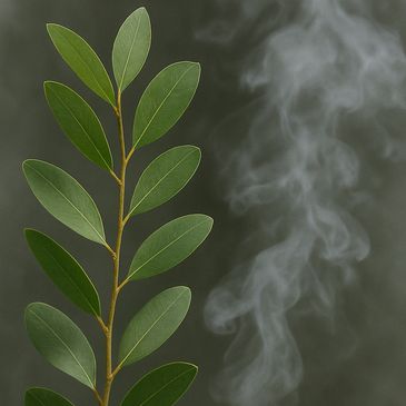 Virtual incense with rising smoke, used for reflection, cleansing, calm and spiritual intention.