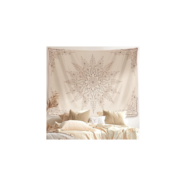 Cute floral mandala boho tapestry with flower pattern for bedroom or living room decor.