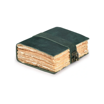 Turquoise Leather Village vintage journal with lock and 200 deckle-edge pages