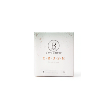Bathorium Crush 8-pack luxury bath soak discovery set with Dead Sea and Epsom salts.