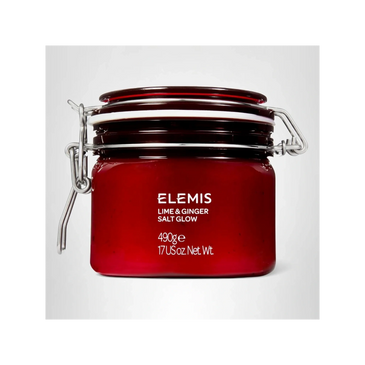 ELEMIS Lime & Ginger Salt Glow jar, invigorating exfoliating body scrub.