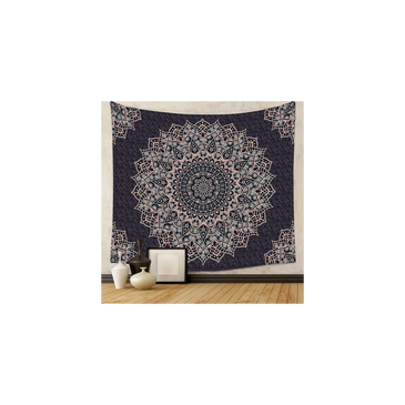 Colorful mandala tapestry with geometric kaleidoscope pattern for spiritual and boho home décor.