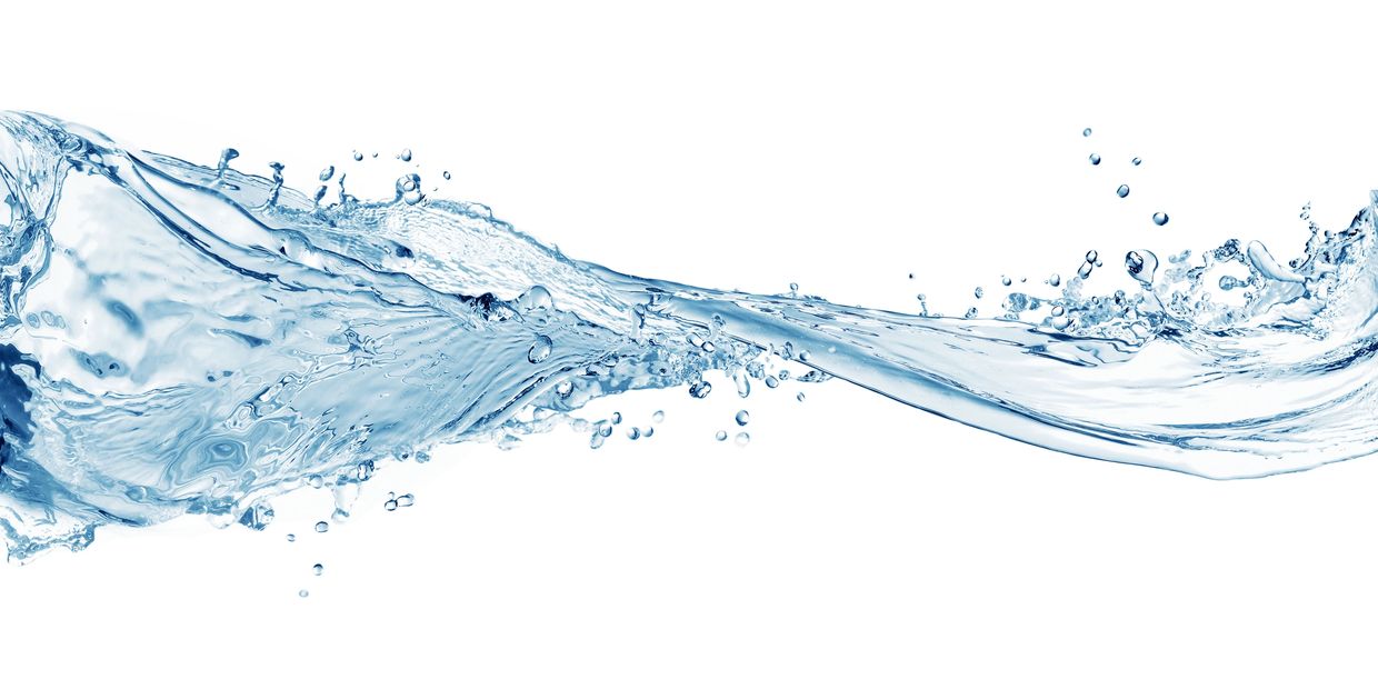 Splashing clear water against a white background.