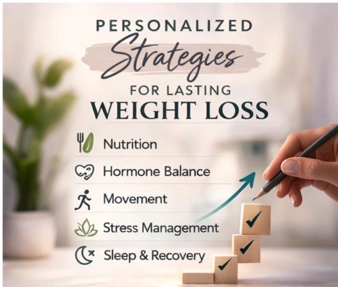 Personalized strategies for lasting weight loss with key focus areas.