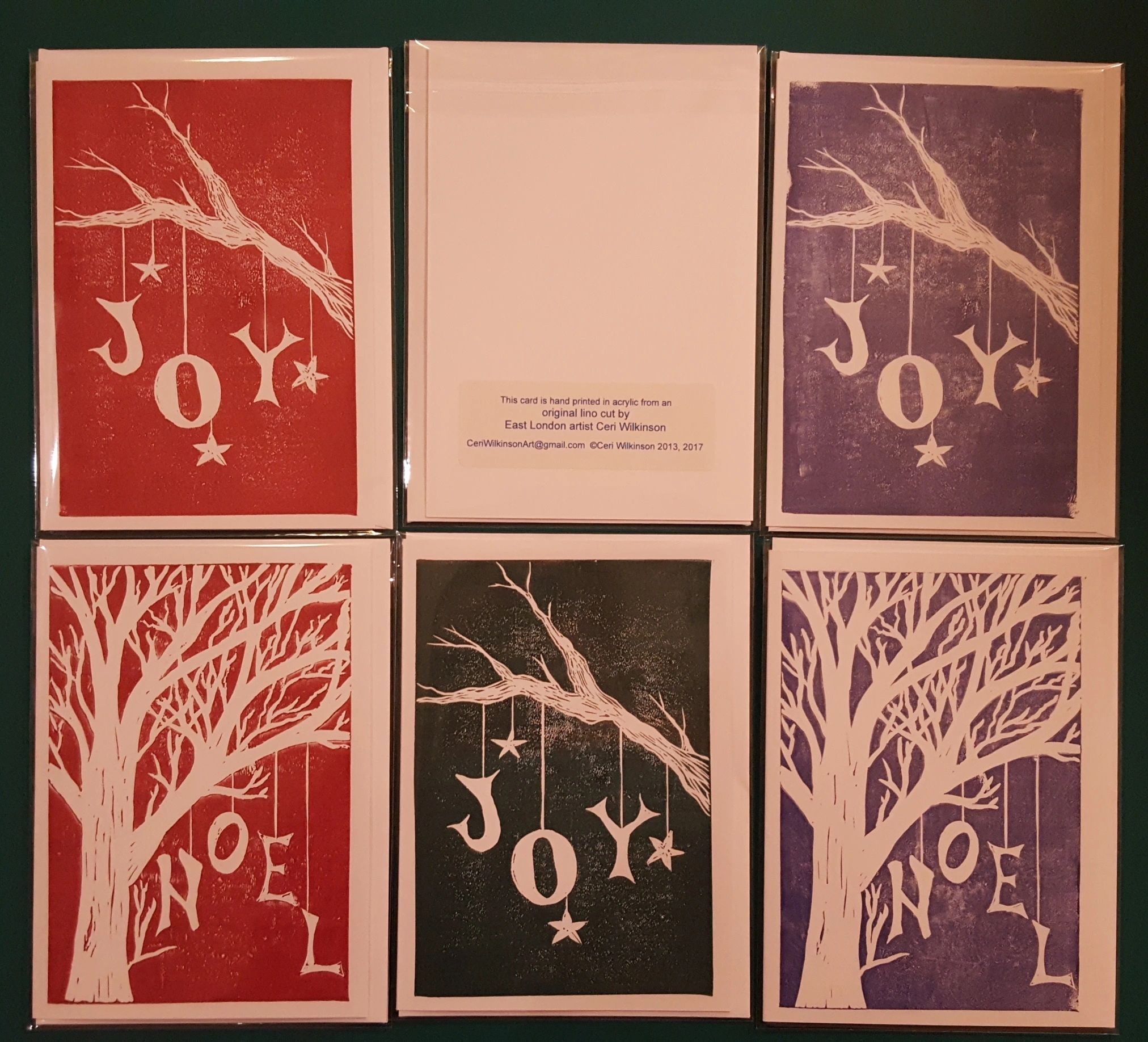 "Joy" and "Noel" Christmas Greeting Cards