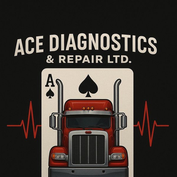 Logo for Ace Diagnostics & Repair Ltd featuring a red truck and ace of spades.