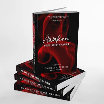 Stack of books titled Awaken Your Inner Warrior by Kimberly M. Branche.