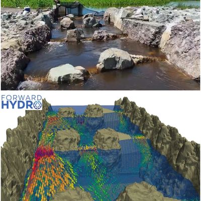 Kyle Thomson, technical director at Forward Hydro undertaking CFD modelling of a rock ramp fishway, 