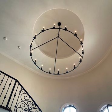 high ceiling chandelier installation