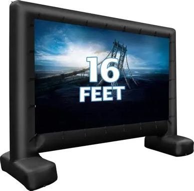 Inflatable outdoor movie screen measuring 16 feet wide.