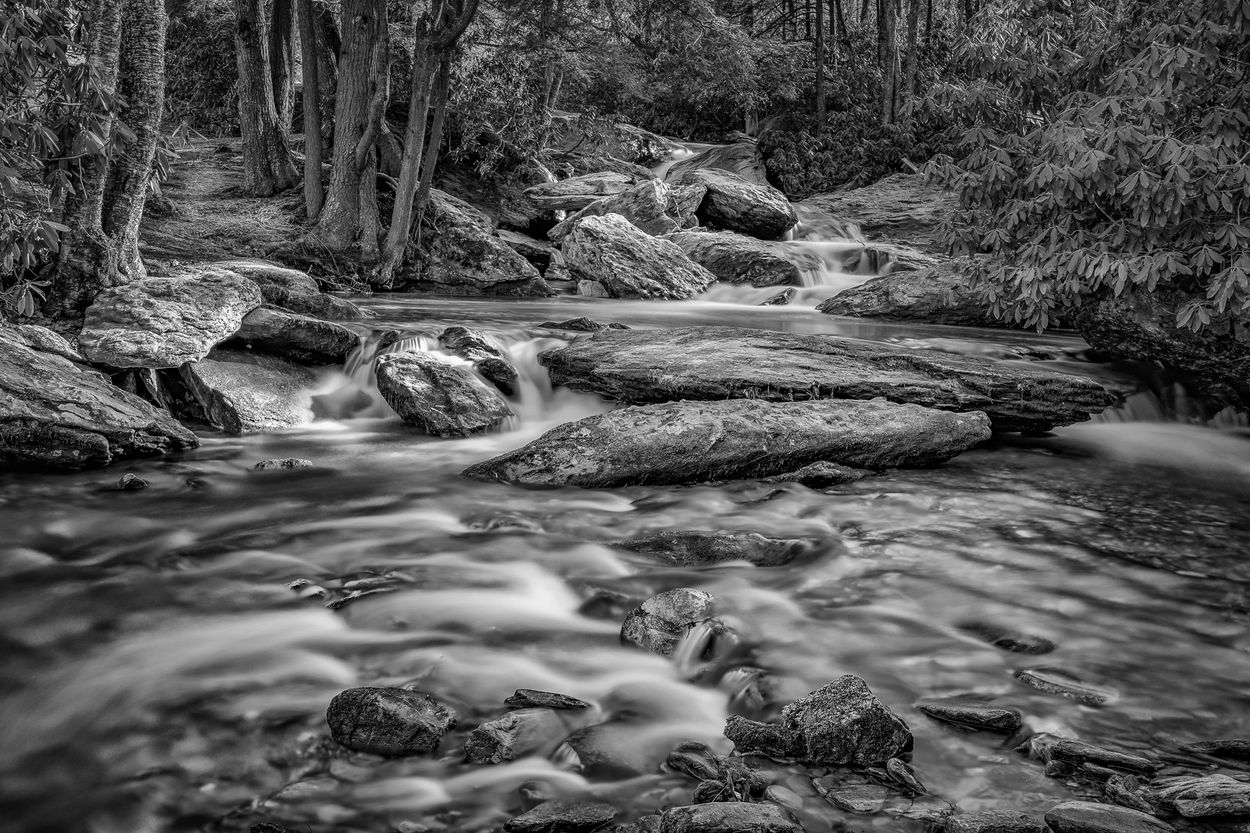 Long exposure of Lance Creek above the Watauga River, Watauga County, North Carolina.