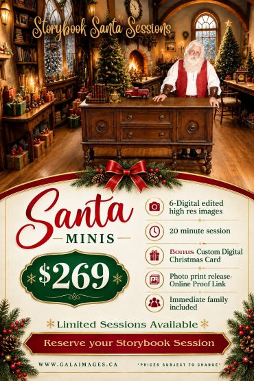 Santa mini photo sessions with digital edits and custom Christmas card.